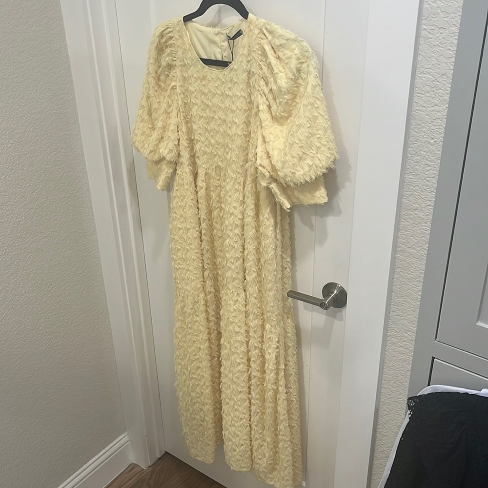 Zara NWT yellow fringe dress size M